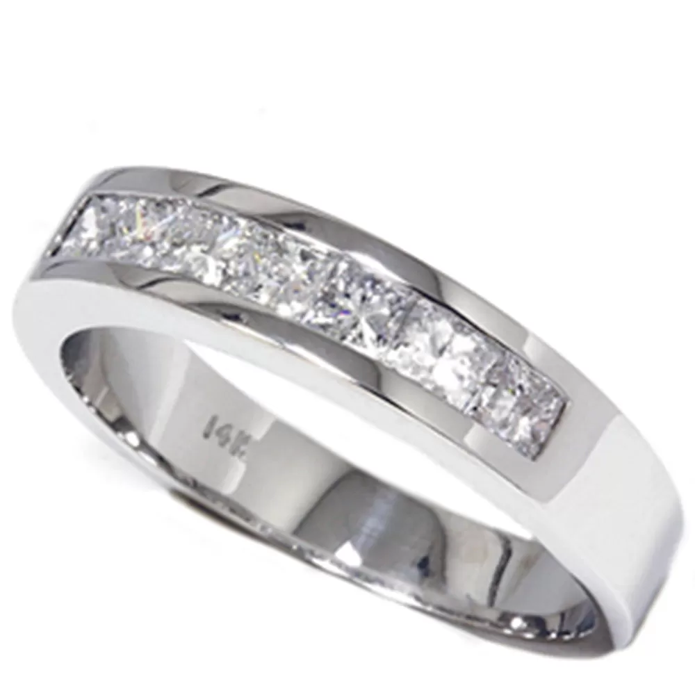 1 1/2ct Princess Cut Mens Real Diamond Wedding 14K Ring