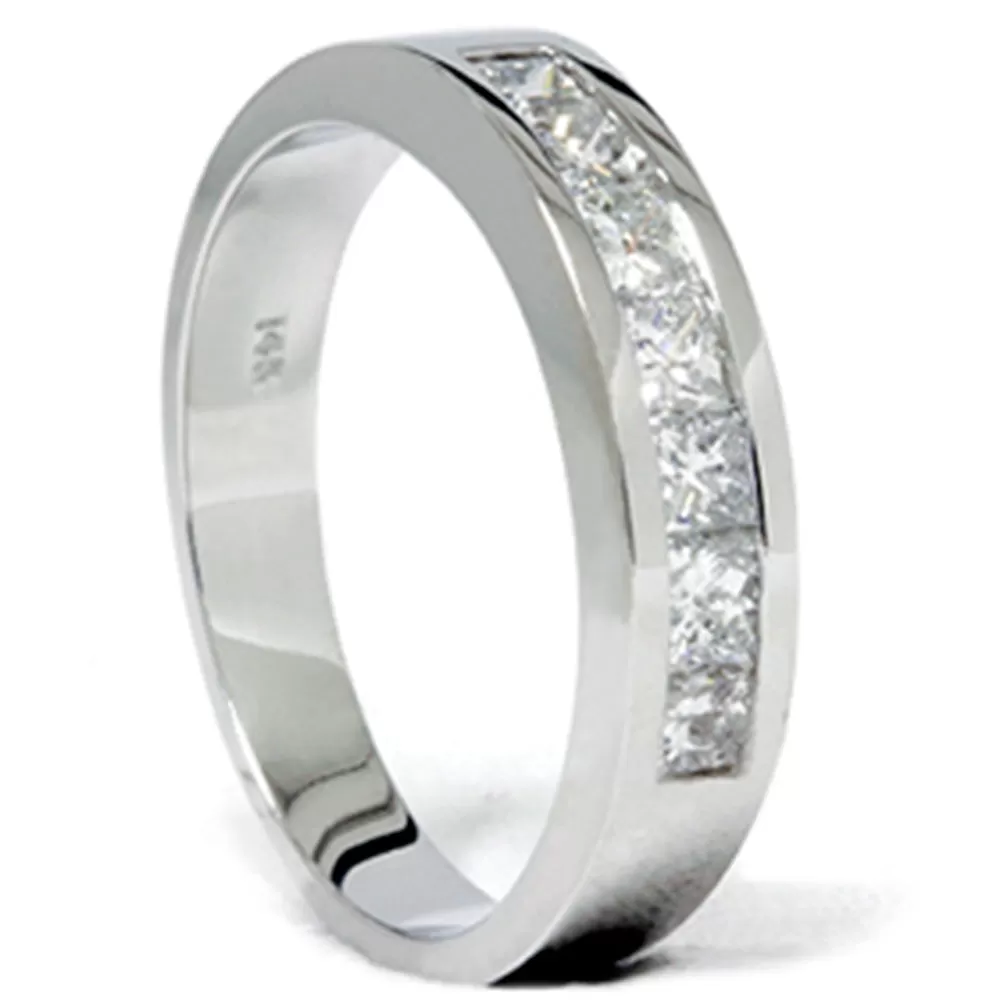 1 1/2ct Princess Cut Mens Real Diamond Wedding 14K Ring