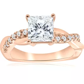 1 1/6ct Princess Cut Diamond Infinity Engagement Ring