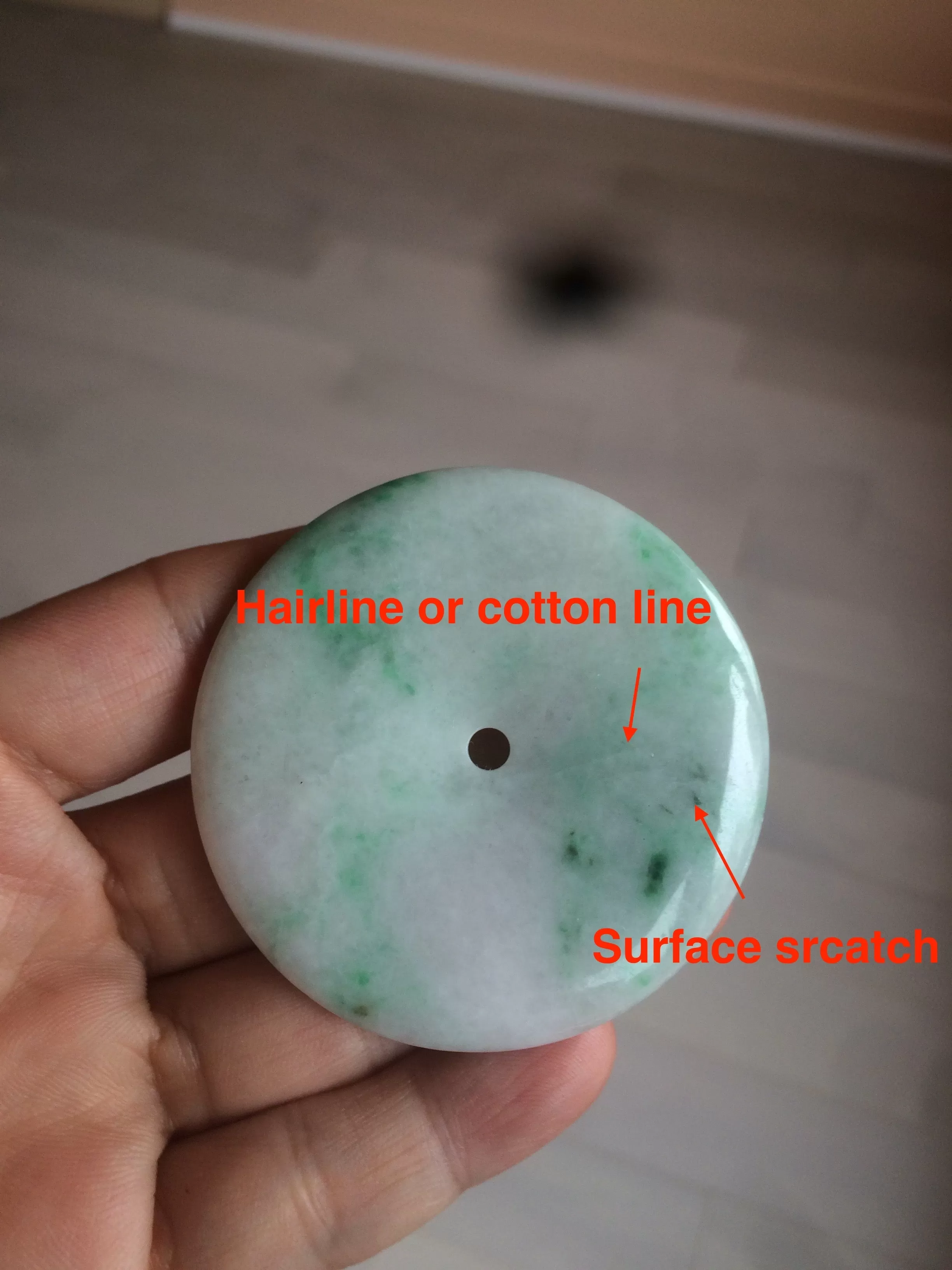 100% Natural sunny green/pink/purple tropical beach jadeite Jade Safety Guardian Button(donut) Pendant/worry stone X123