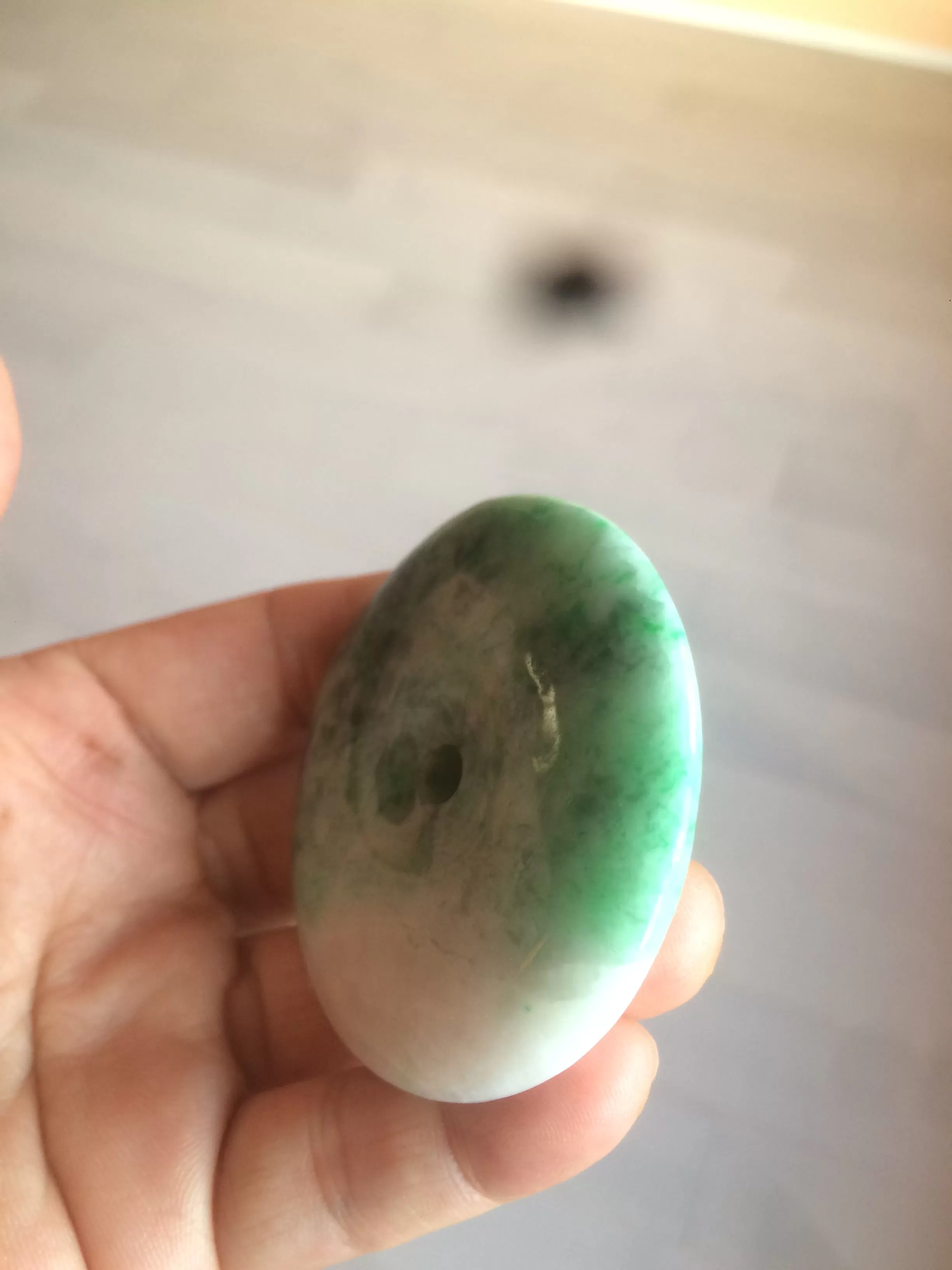 100% Natural sunny green/pink/purple tropical beach jadeite Jade Safety Guardian Button(donut) Pendant/worry stone X123