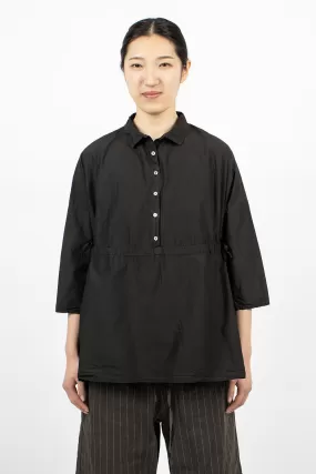 12_117 Drawstring Collar Shirt TC Black