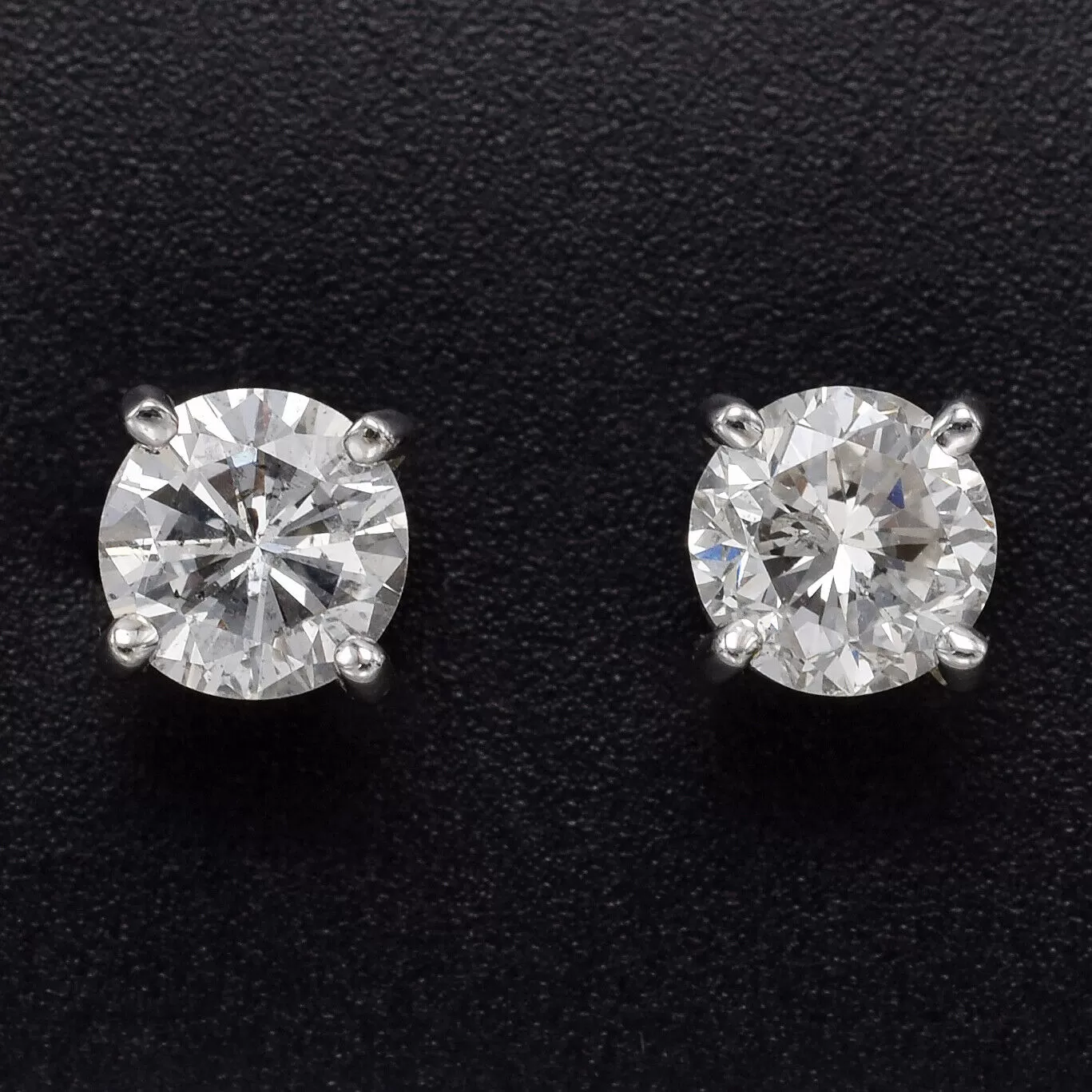 14K White Gold 1.12 TCW Diamond Round Stud Earrings 5.1 mm G/H