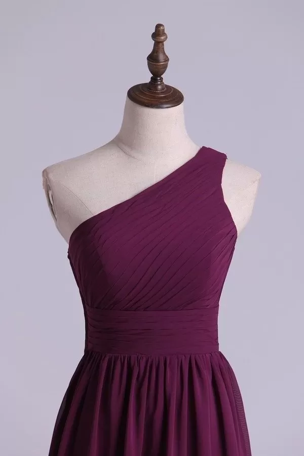 2024 Purple Bridesmaid Dresses A Line One Shoulder Floor Length PECLZQEA