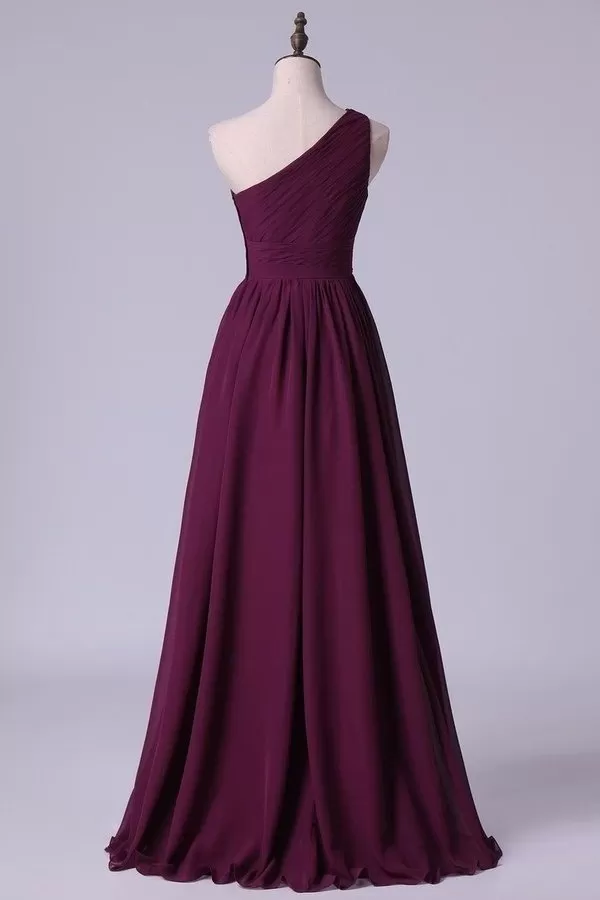 2024 Purple Bridesmaid Dresses A Line One Shoulder Floor Length PECLZQEA