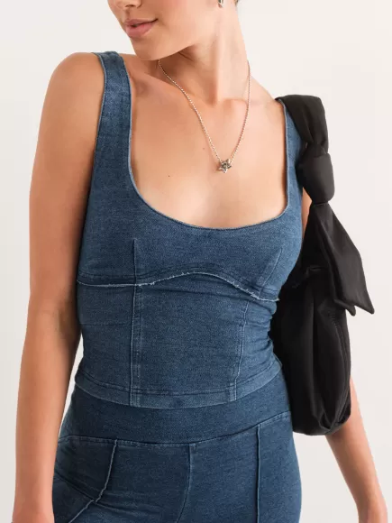 27 Grace Cotton Denim Corset Top