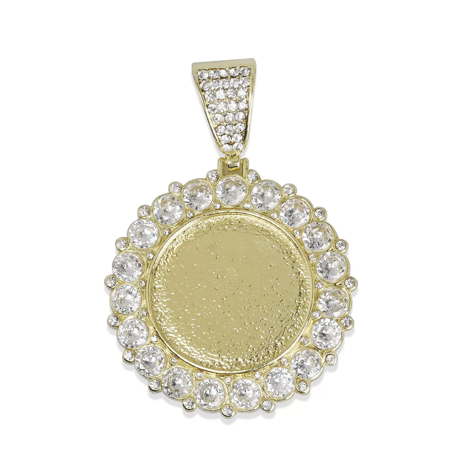 29mm Big Diamond Photos Pendant Men's Women's Hip Hop Zircon Pendant 14k Real Gold Plated 2 pieces/lot 103282