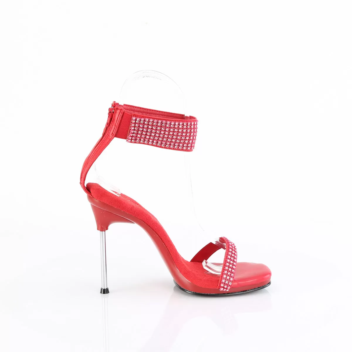 4 Inch Heel CHIC-40 Red Rhinestone