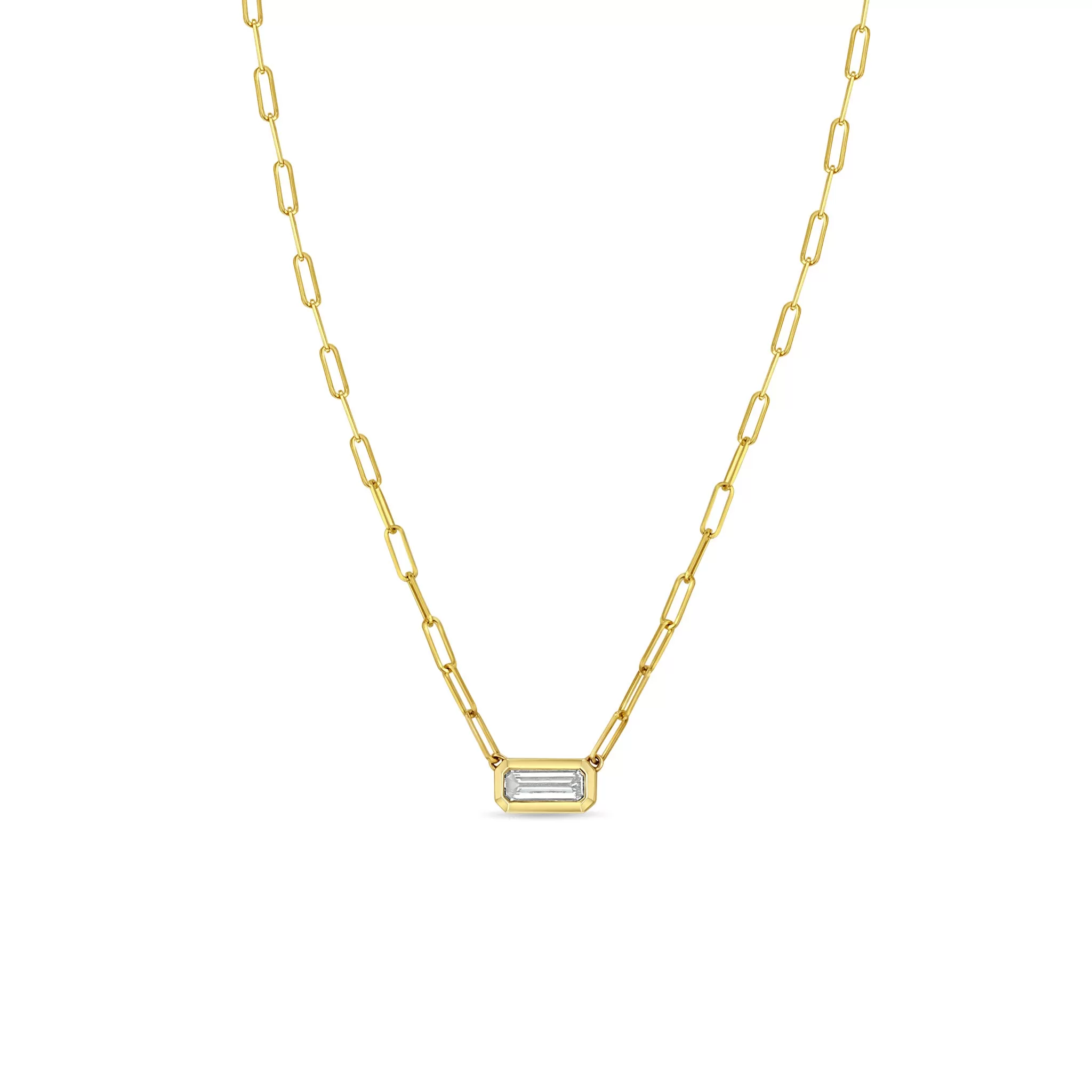 .49 ctw Baguette Diamond on Small Paperclip Chain Necklace