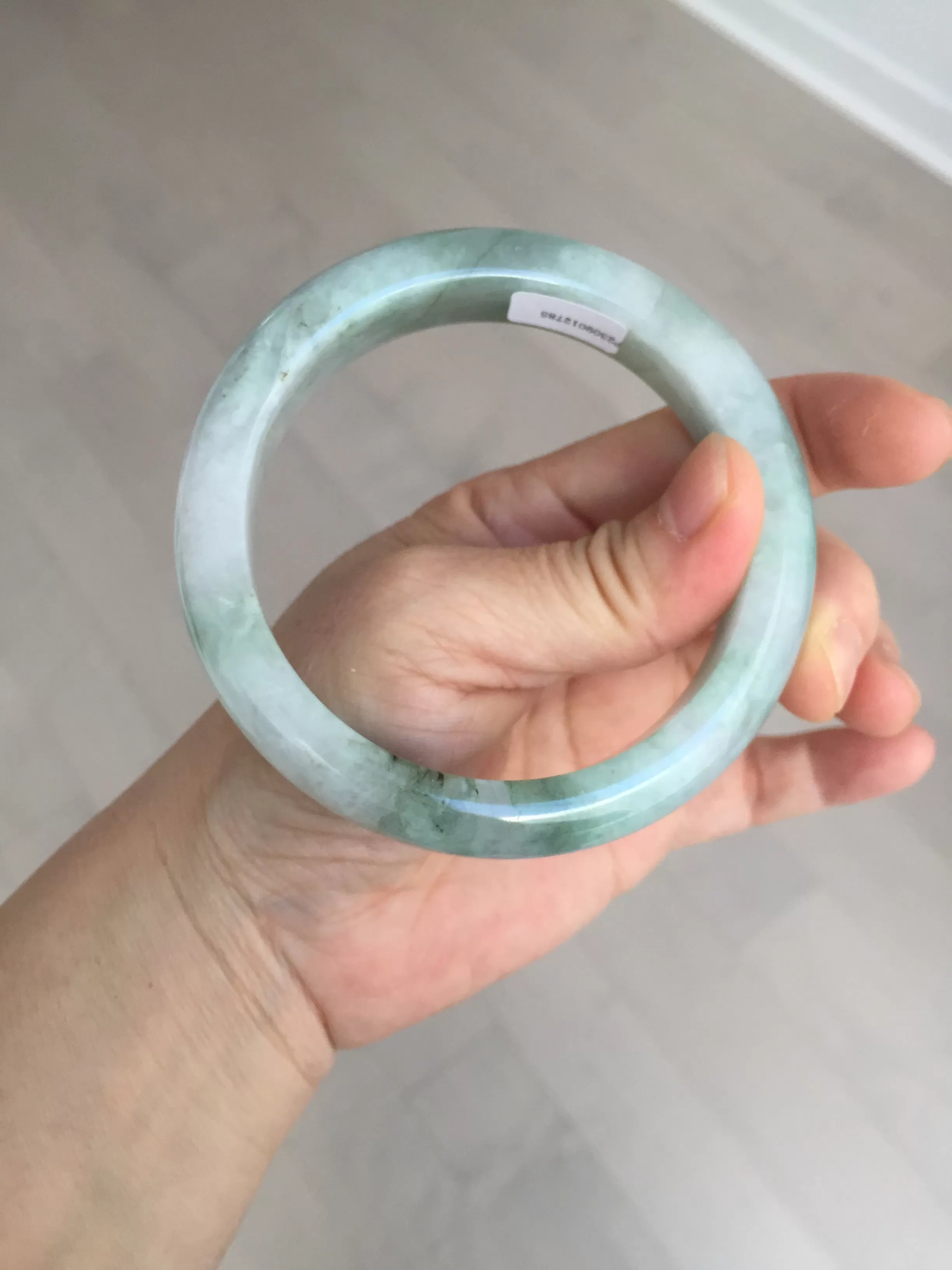 61.5 mm certified type A 100% Natural oily light green/white/purple chubby Jadeite Jade bangle BM17-2786