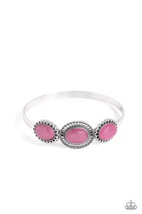 A DAYDREAM Come True Pink Cat's Eye Stone Bangle Bracelet - Paparazzi Accessories