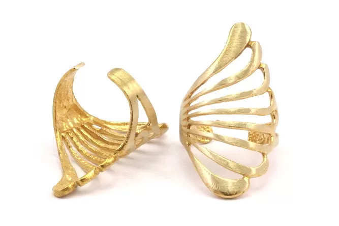 Adjustable Wing Ring - 2 Raw Brass Adjustable Wing Rings N0040