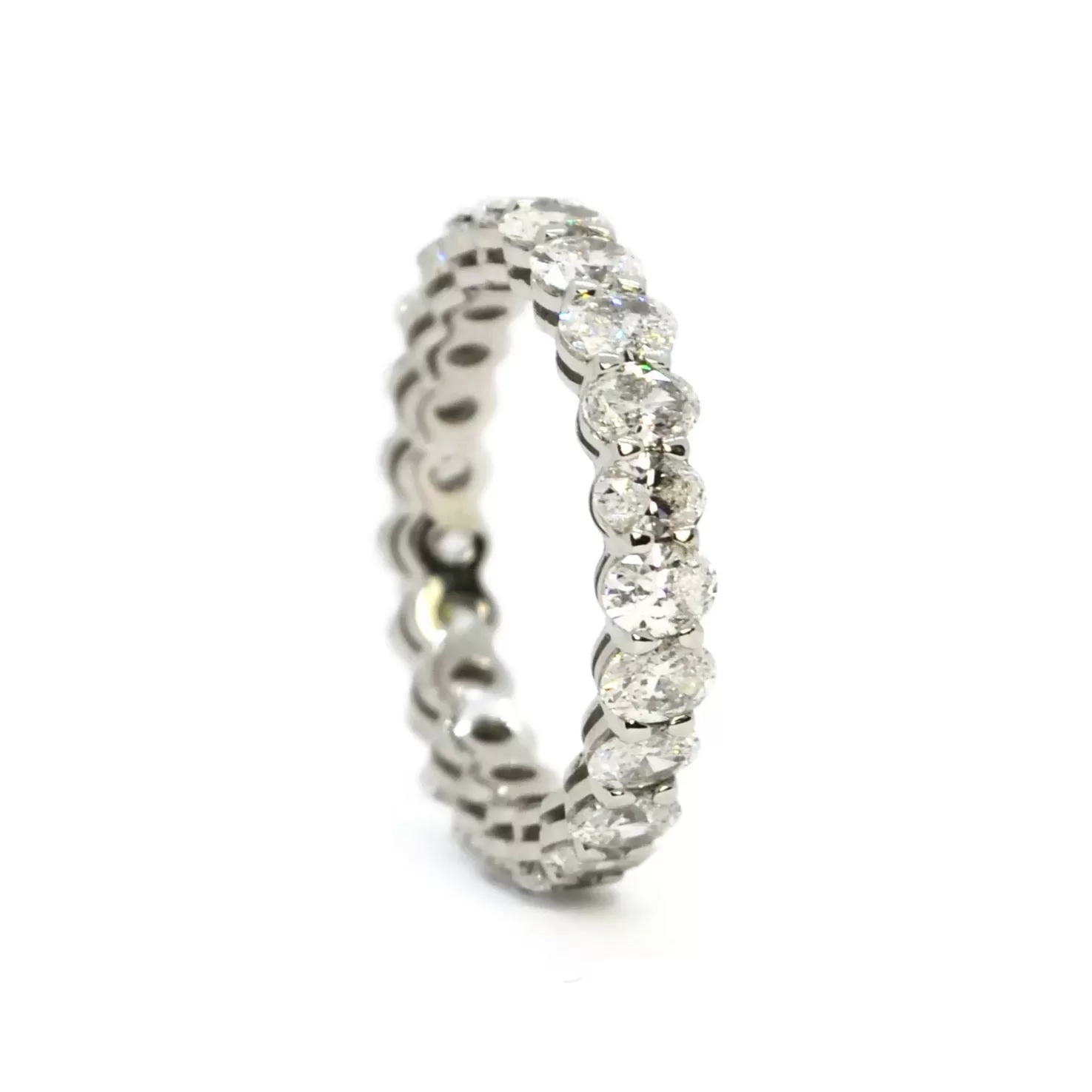 AFJ Diamond Collection - Eternity Band Ring with Oval Diamonds 2.75 carats, 18k White Gold