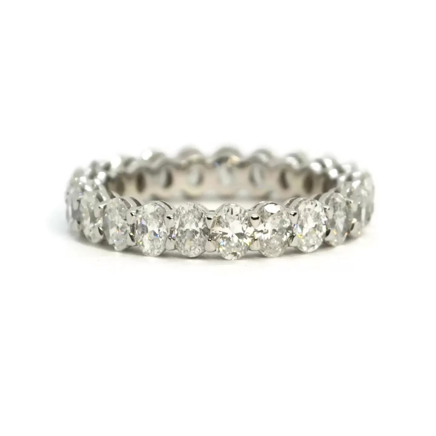 AFJ Diamond Collection - Eternity Band Ring with Oval Diamonds 2.75 carats, 18k White Gold