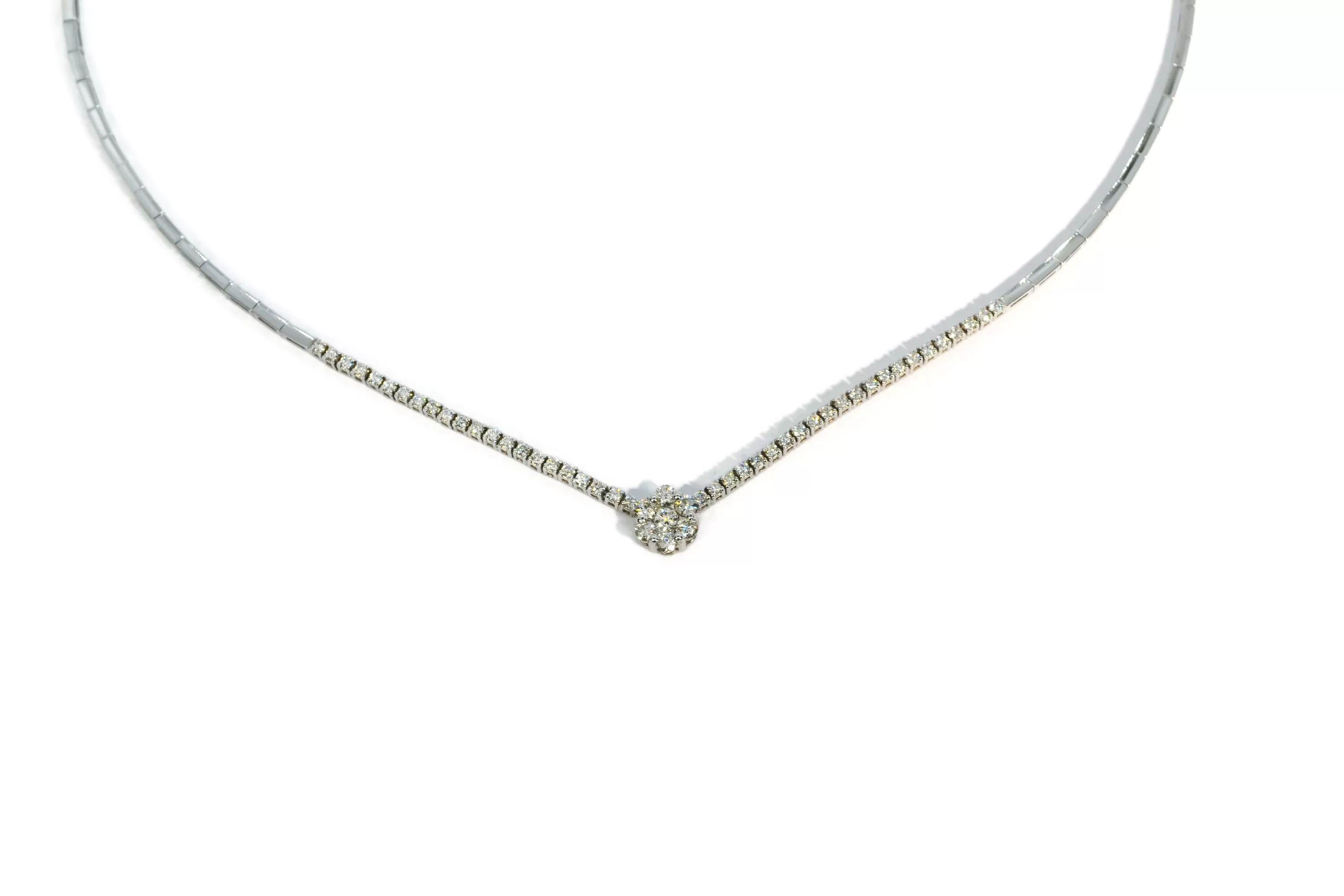 AFJ Diamond Collection - Flower Diamond Necklace, 14k White Gold