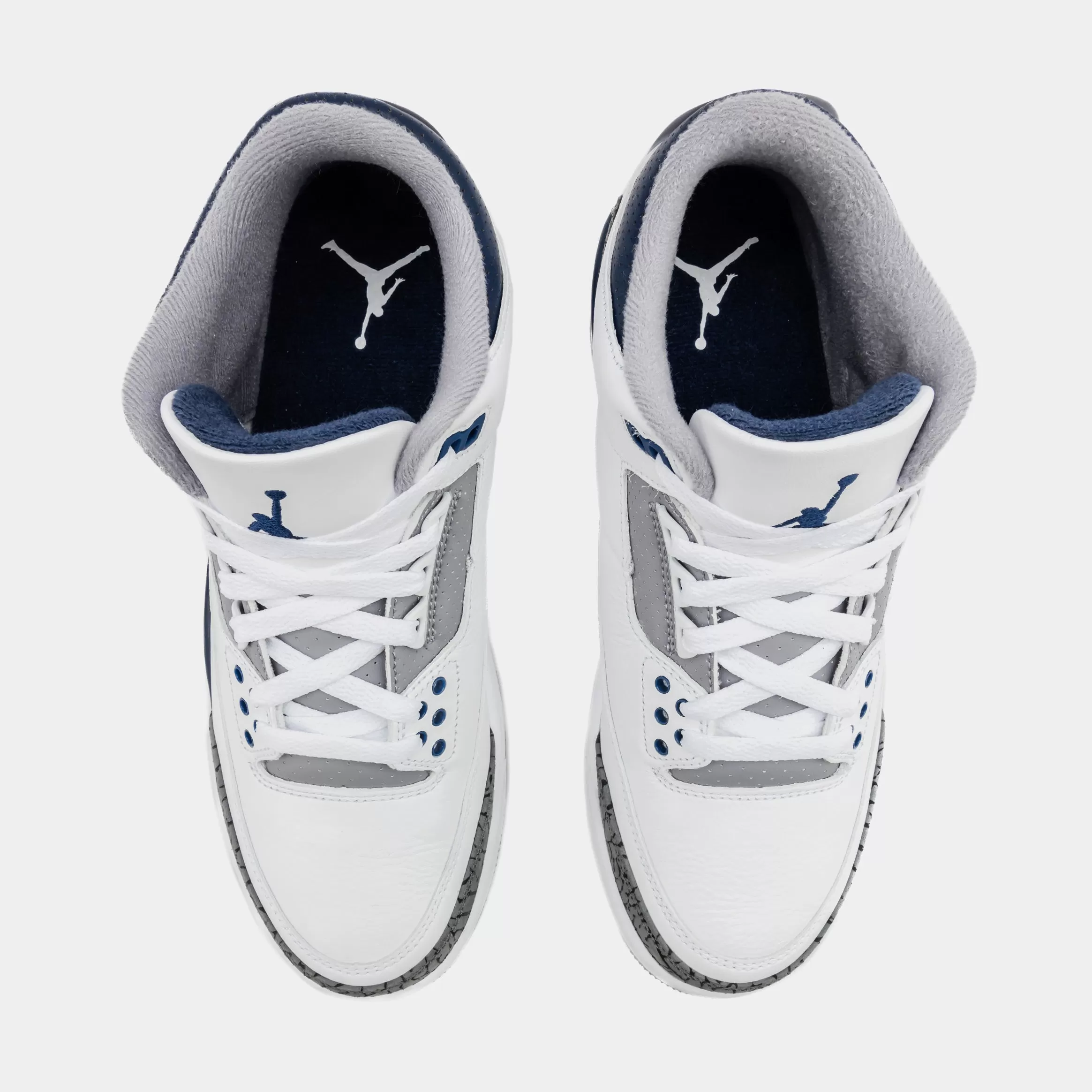 Air Jordan 3 Retro Midnight Navy Mens Lifestyle Shoes (White/Midnight Navy/Cement Grey) Free Shipping