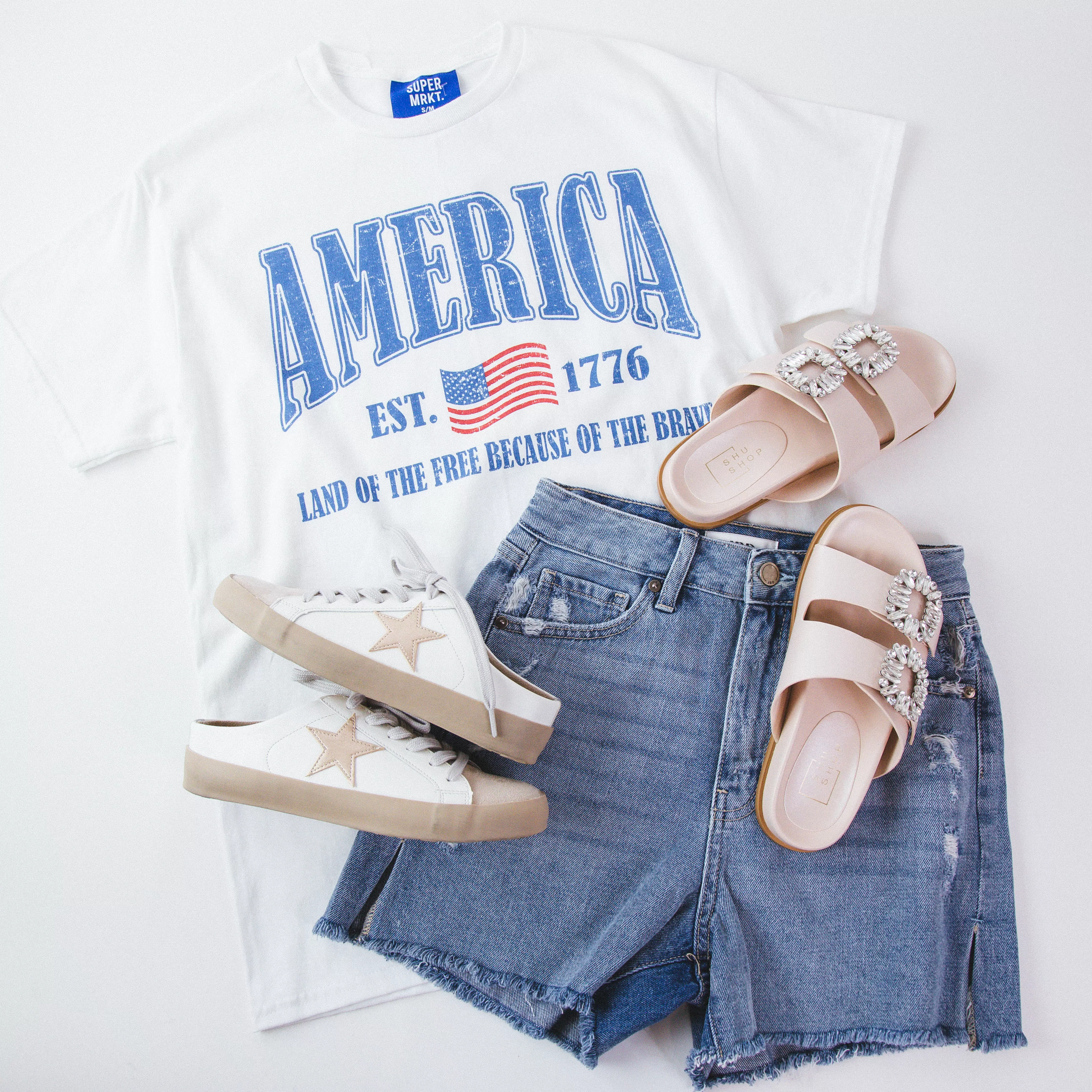 America Oversized Graphic Tee, White