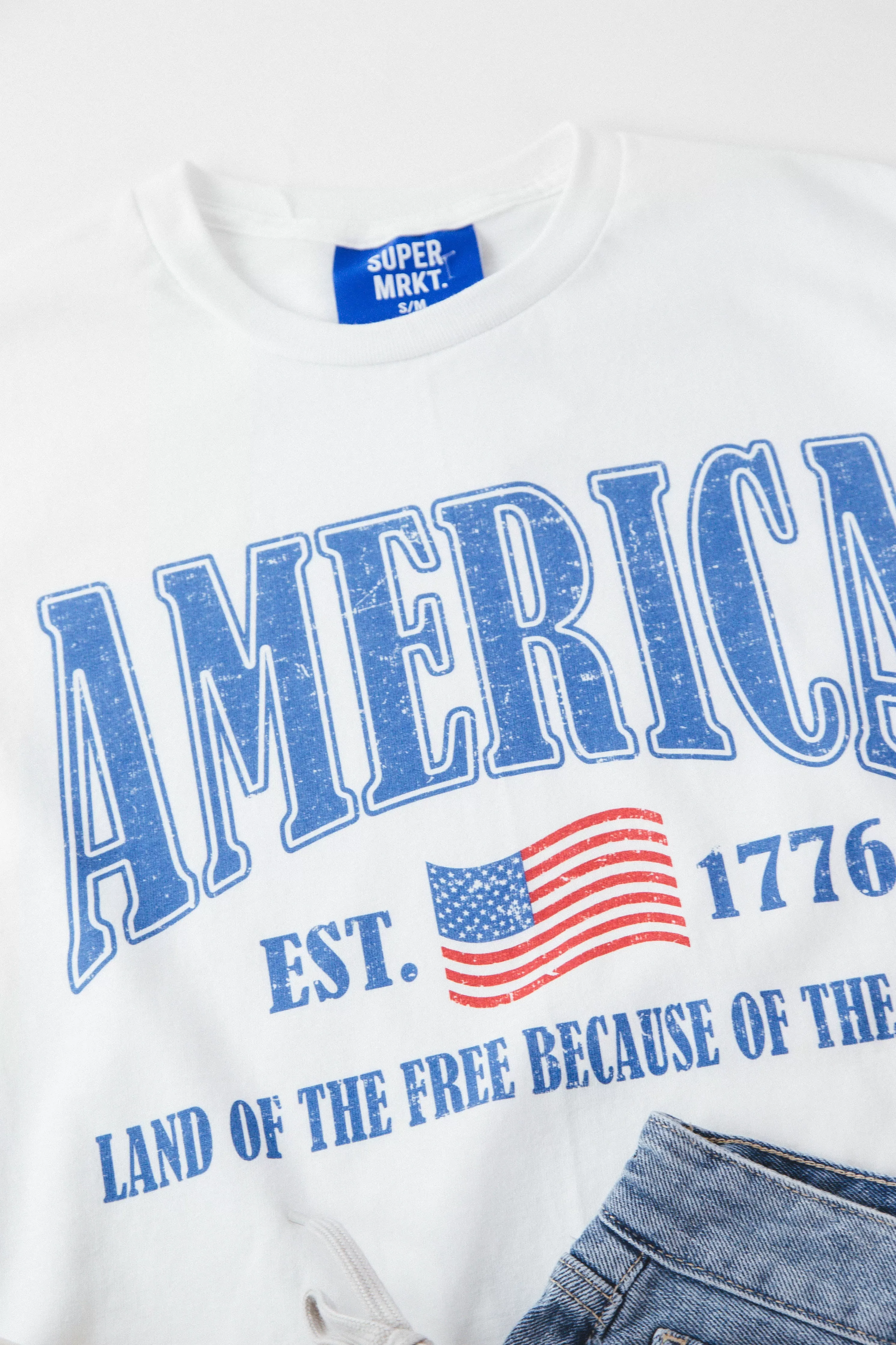 America Oversized Graphic Tee, White