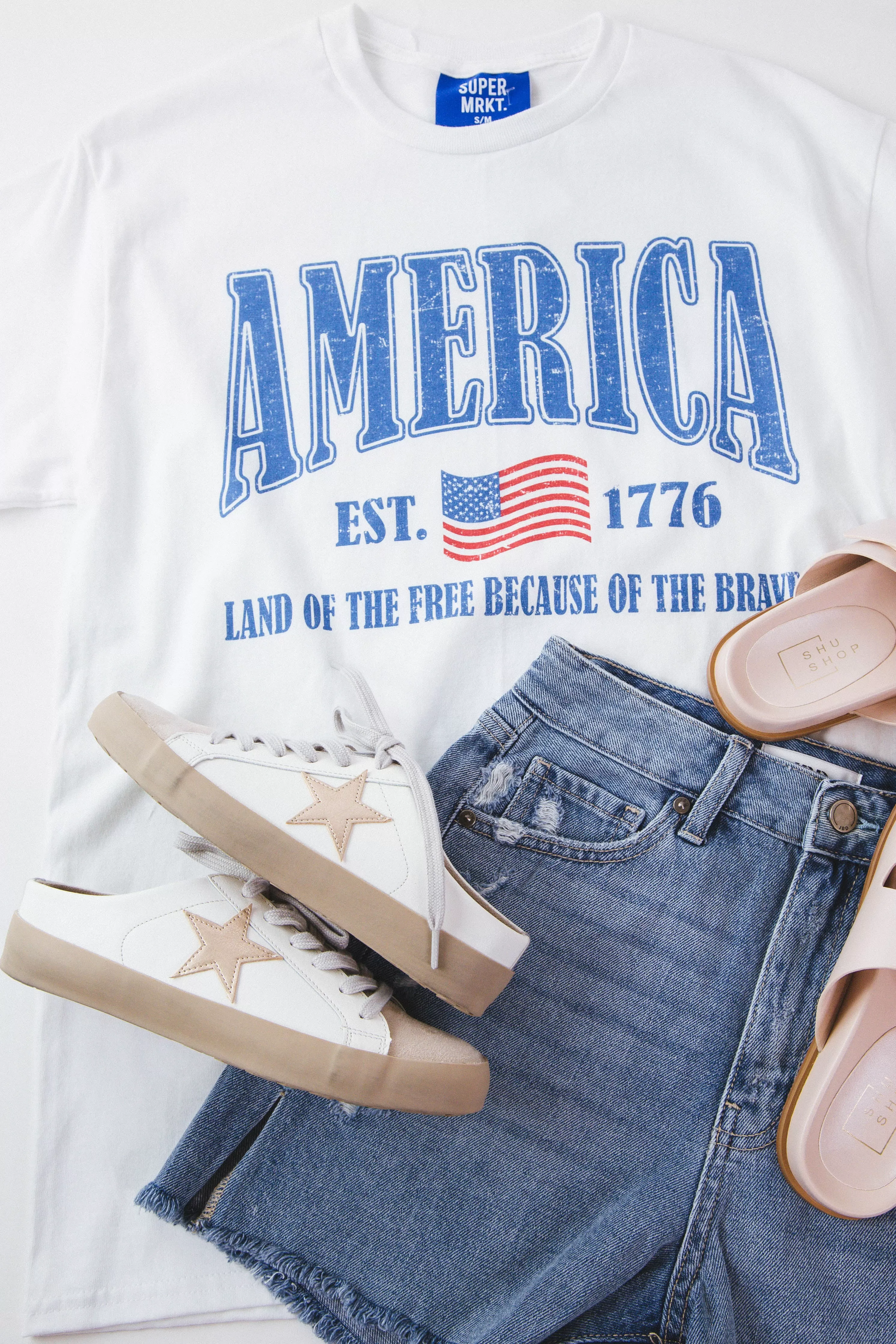 America Oversized Graphic Tee, White