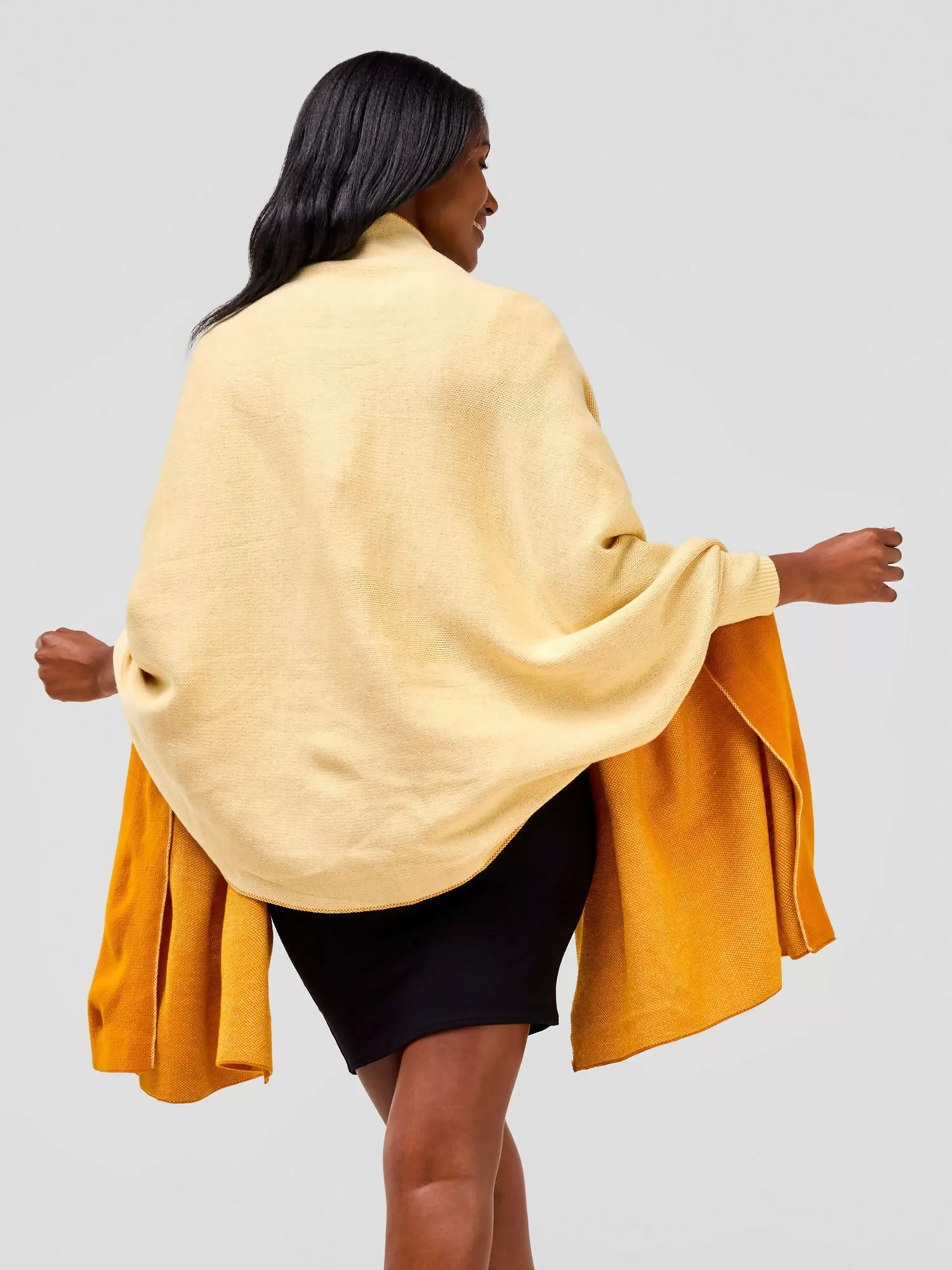 Anel's Knitwear Stunner Poncho - Caramel / Mustard