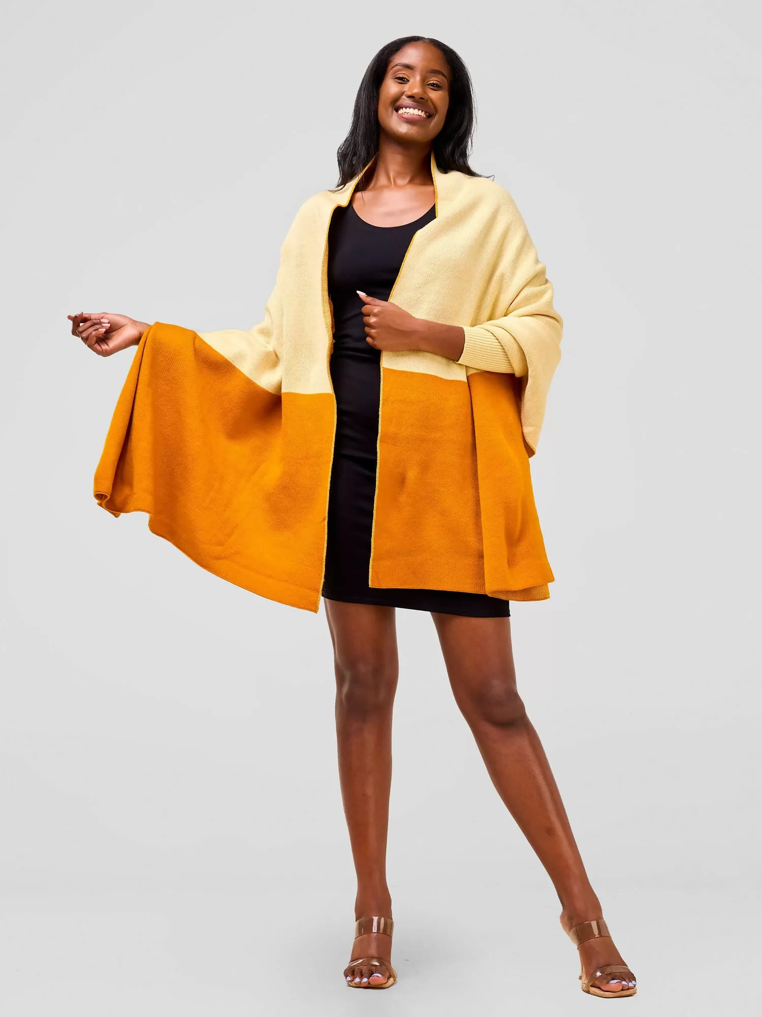 Anel's Knitwear Stunner Poncho - Caramel / Mustard