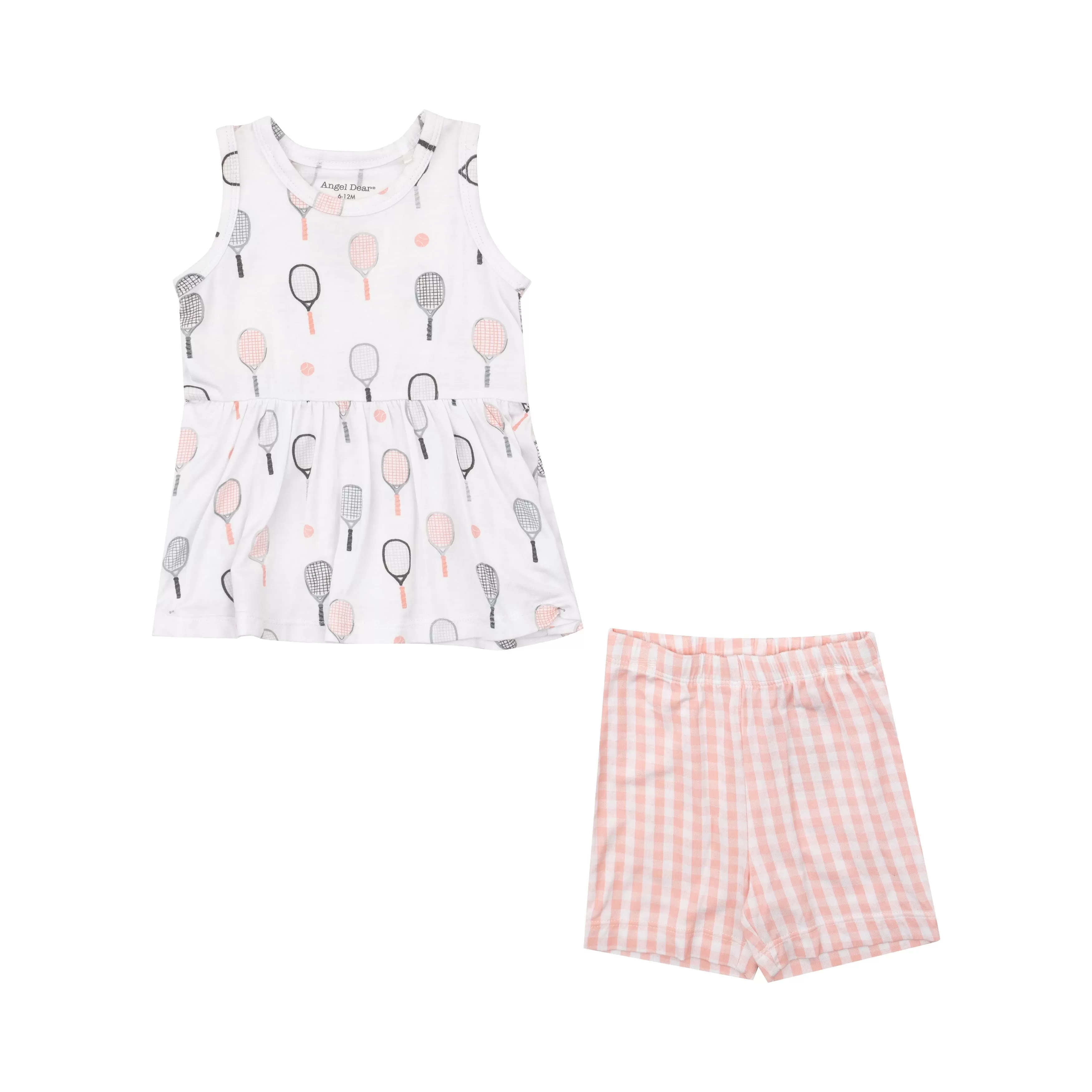 Angel Dear - Mini Gingham Pink Tennis Tank   Biker Short Set