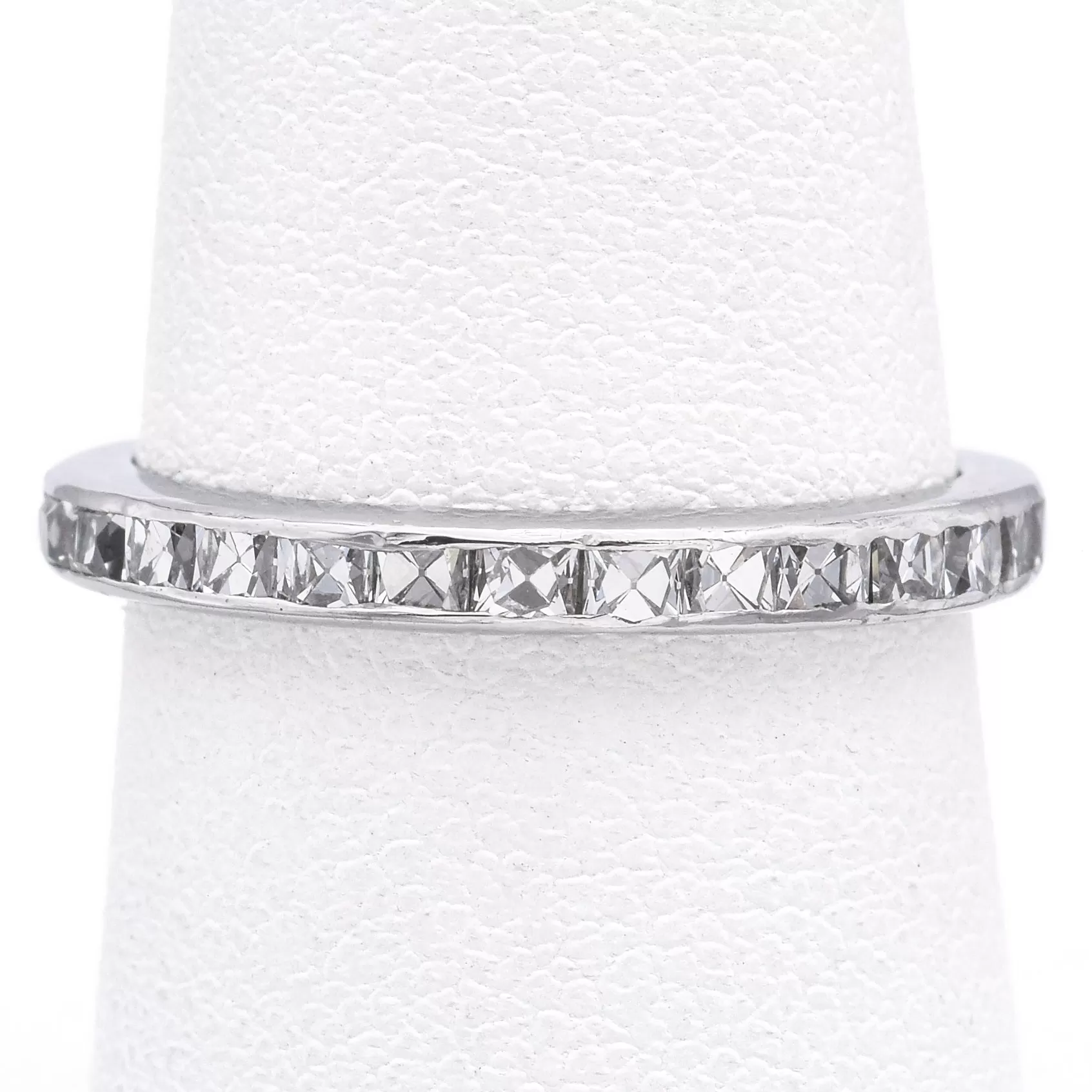 Antique 14K White Gold 1.56 TCW Diamond 2.5 mm Semi-Eternity Band Ring Size 7