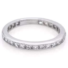 Antique 14K White Gold 1.56 TCW Diamond 2.5 mm Semi-Eternity Band Ring Size 7