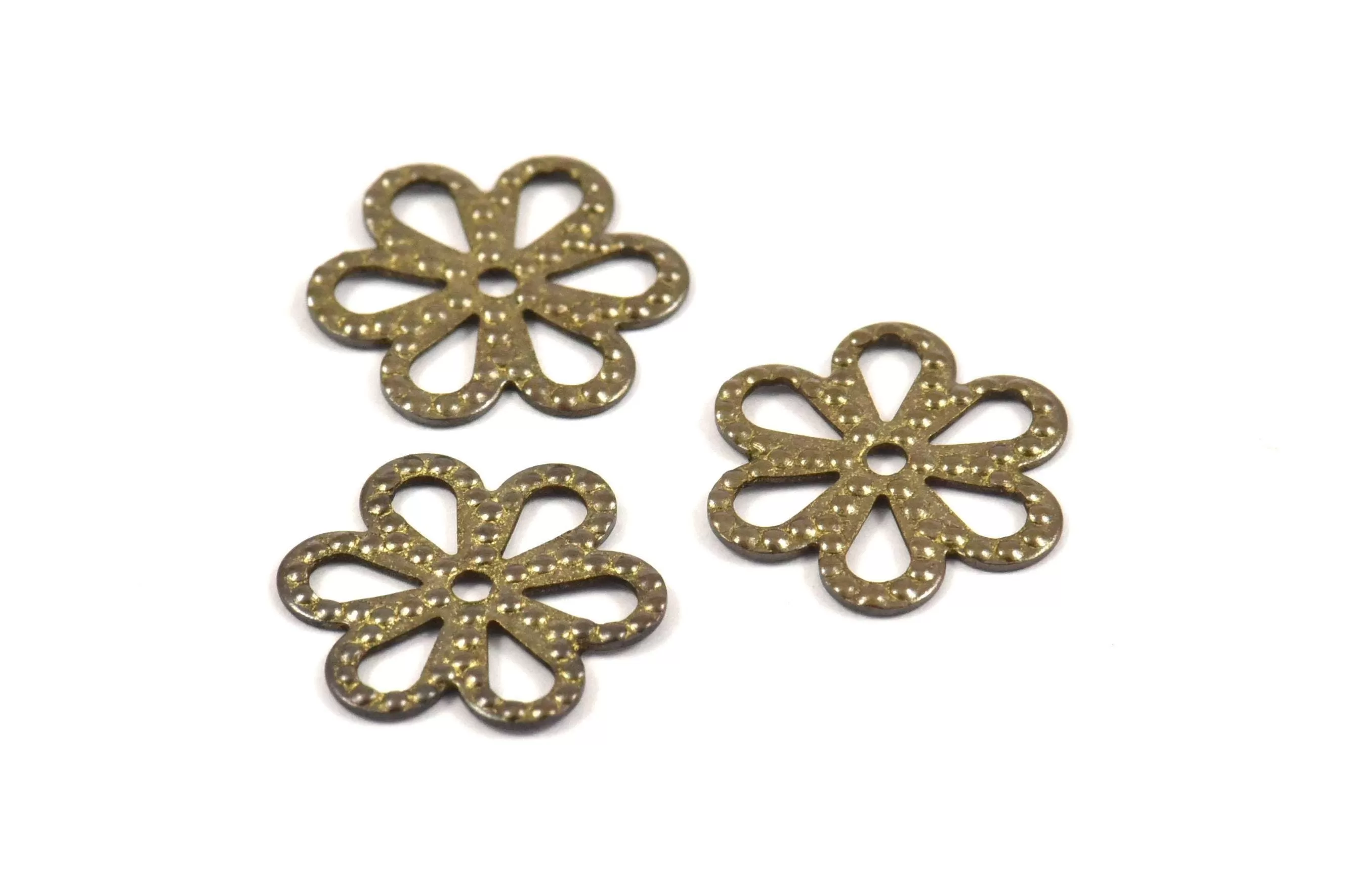 Antique Brass Flower, 250 Antique Brass Filigree Flower Connectors, Charms (12mm) K160