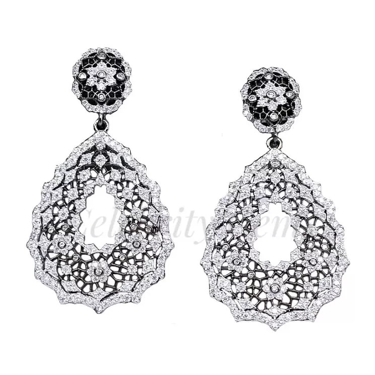 Antique Italian Gold Plated 925 Sterling Silver Drop Statement Earrings (Gold, Silver, Black)