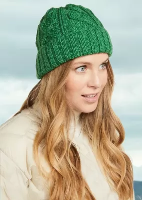 Aran Diamond Stitch Hat | Green