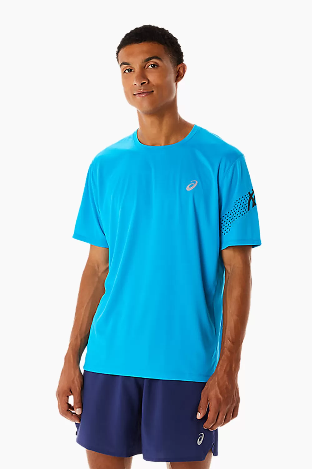 ASICS Men's Icon SS Top in Island Blue/Performance Black