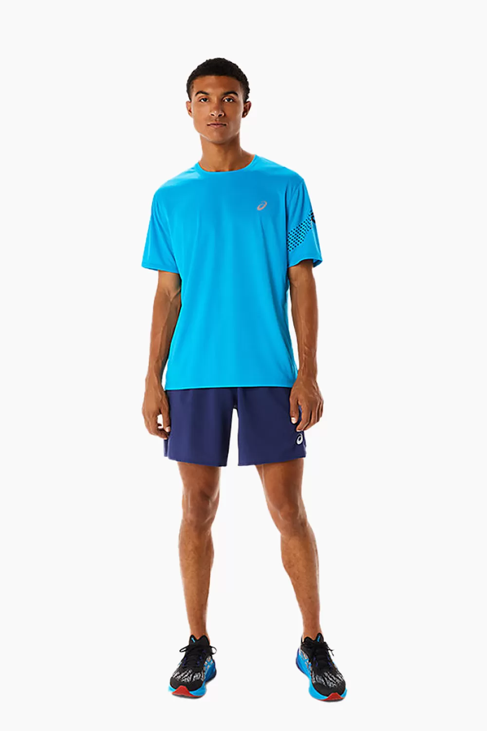 ASICS Men's Icon SS Top in Island Blue/Performance Black