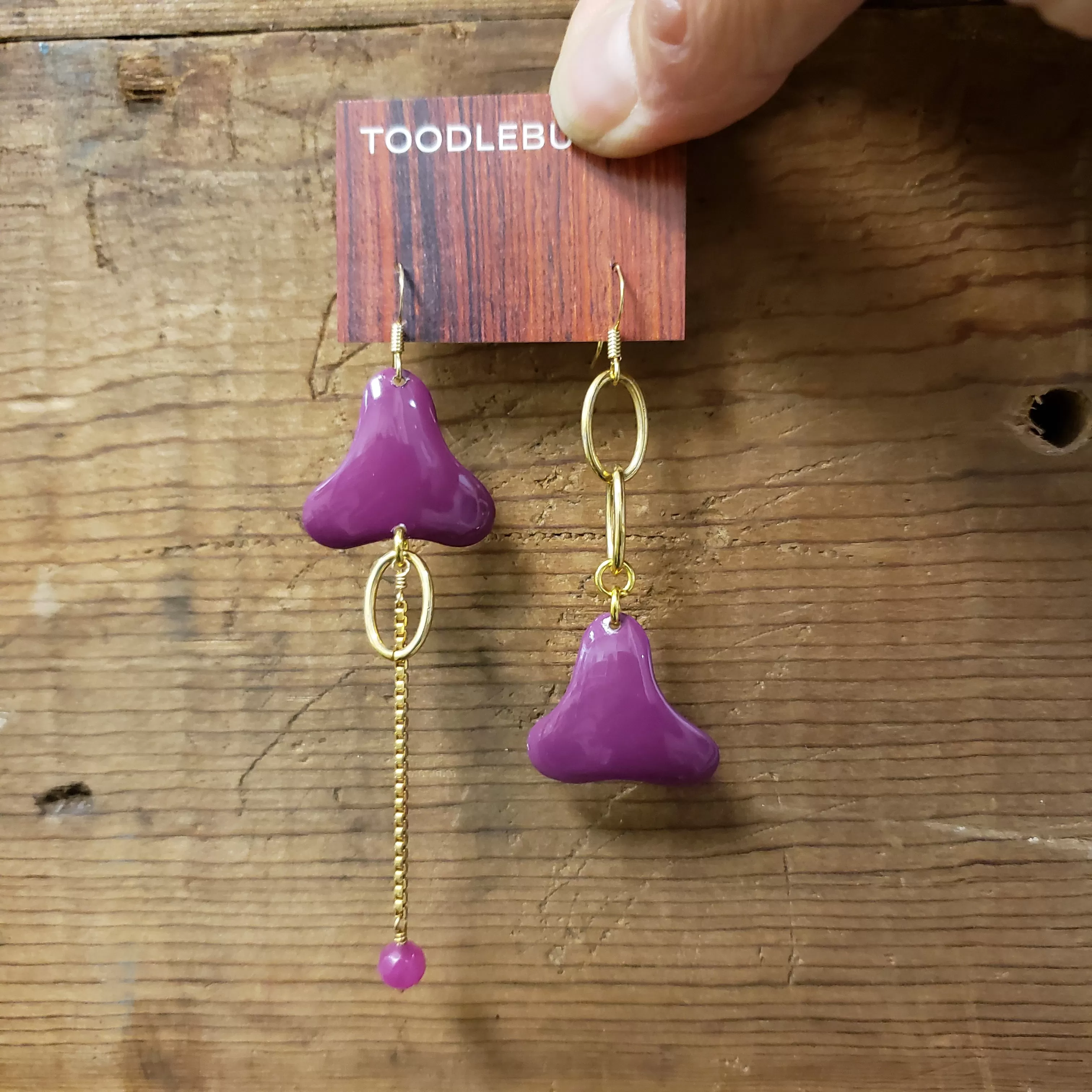 Asymmetric Enamel Color Pop Earrings - Purple