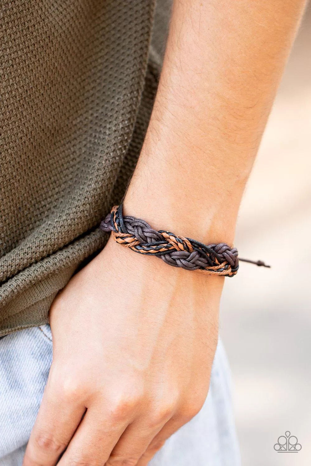 Badlands Wanderer Brown Leather Urban Knot Bracelet - Paparazzi Accessories