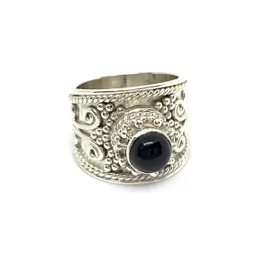 Black Onyx Tribal Boho Ring