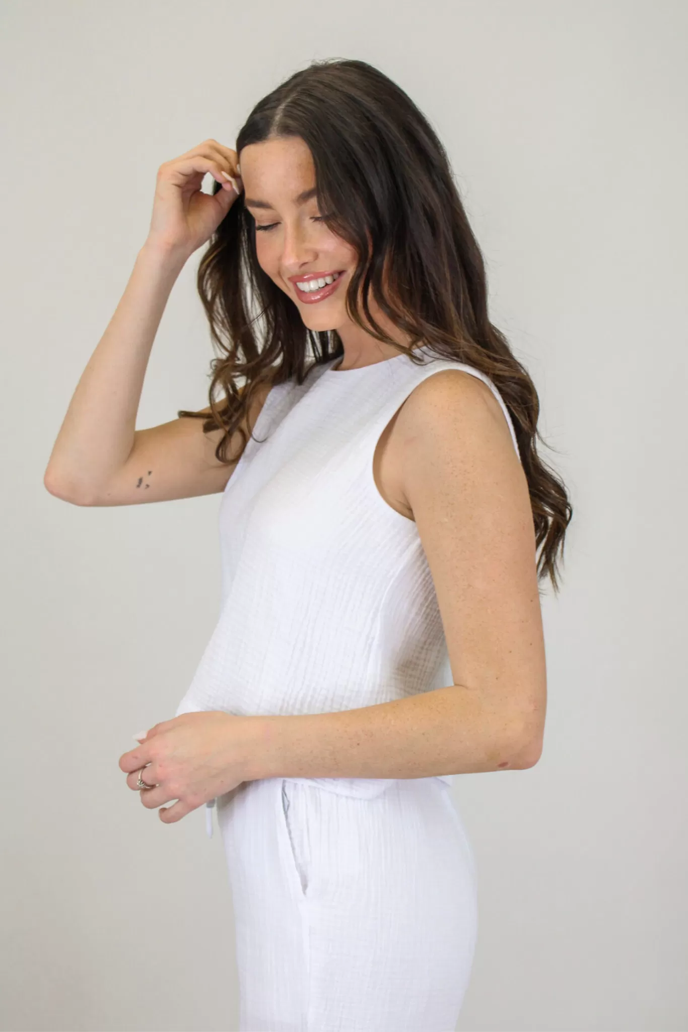 Bondi Gauze Tank in White by Z Supply