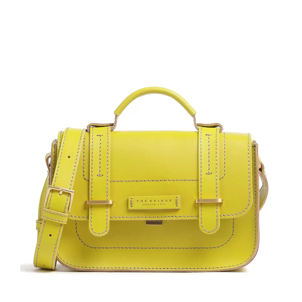 Borsa Donna a Mano THE BRIDGE linea Ester in Pelle Giallo Lime