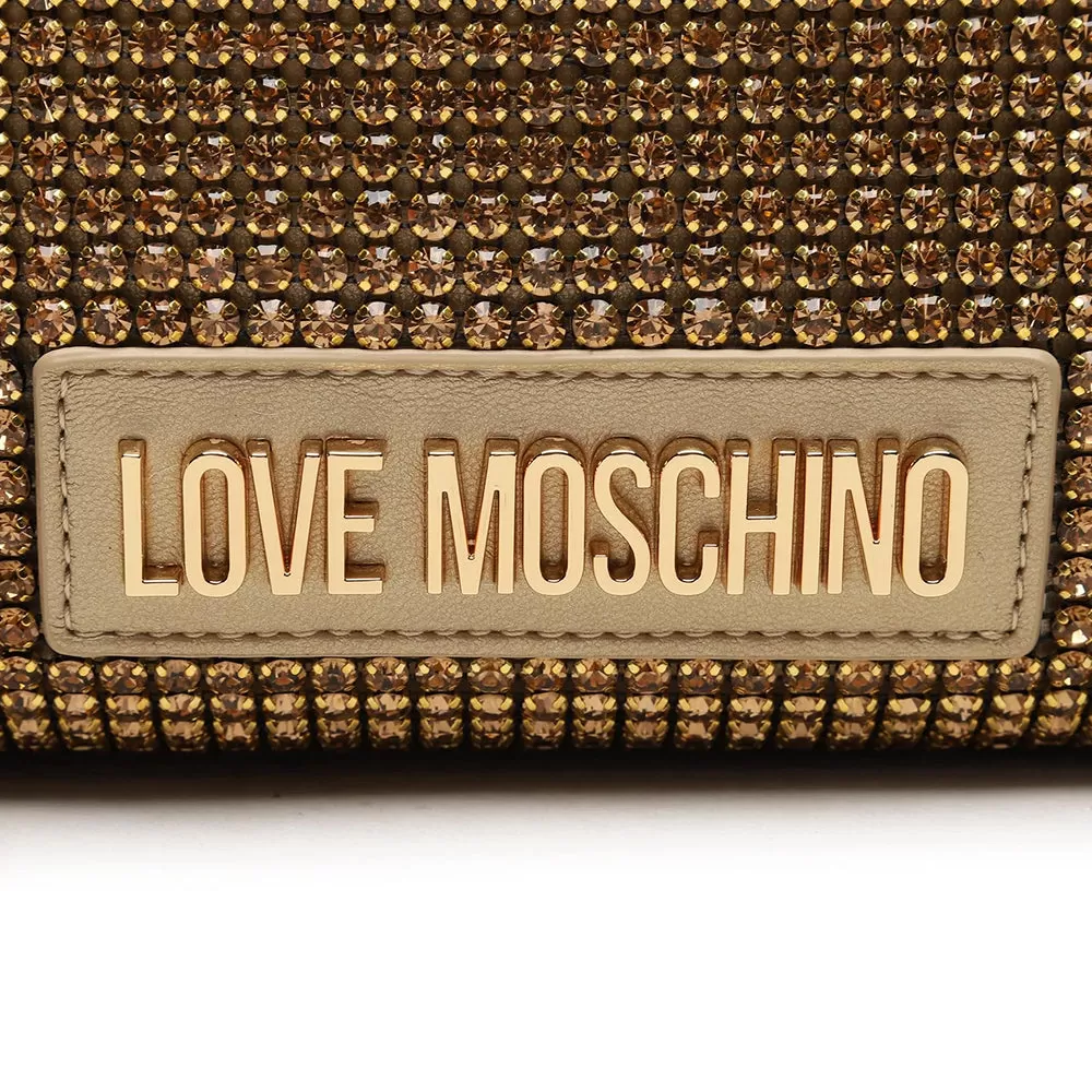 Borsa Donna a Spalla e Tracolla LOVE MOSCHINO linea Bling Bling Oro con Strass