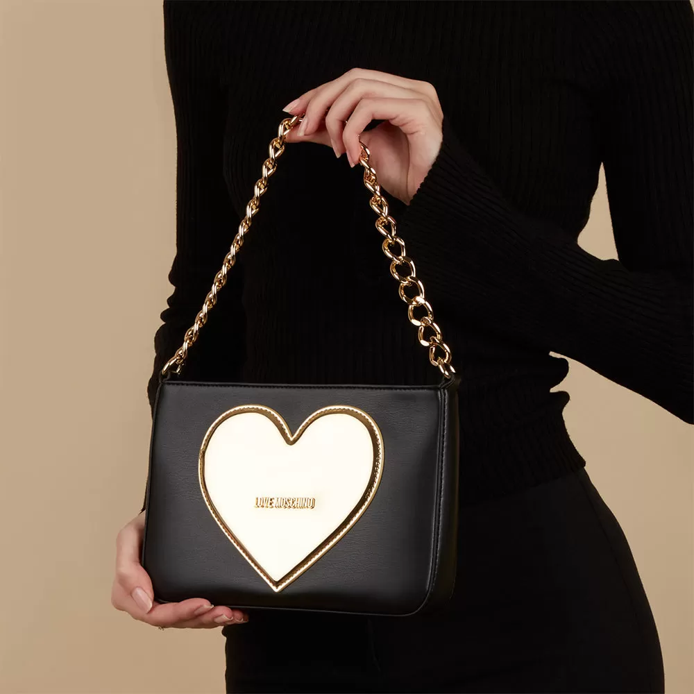 Borsa Donna a Tracolla LOVE MOSCHINO linea Golden Heart Nero