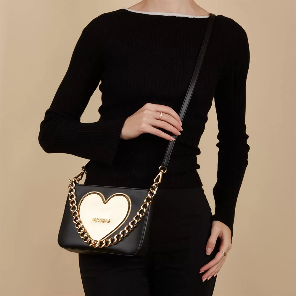 Borsa Donna a Tracolla LOVE MOSCHINO linea Golden Heart Nero