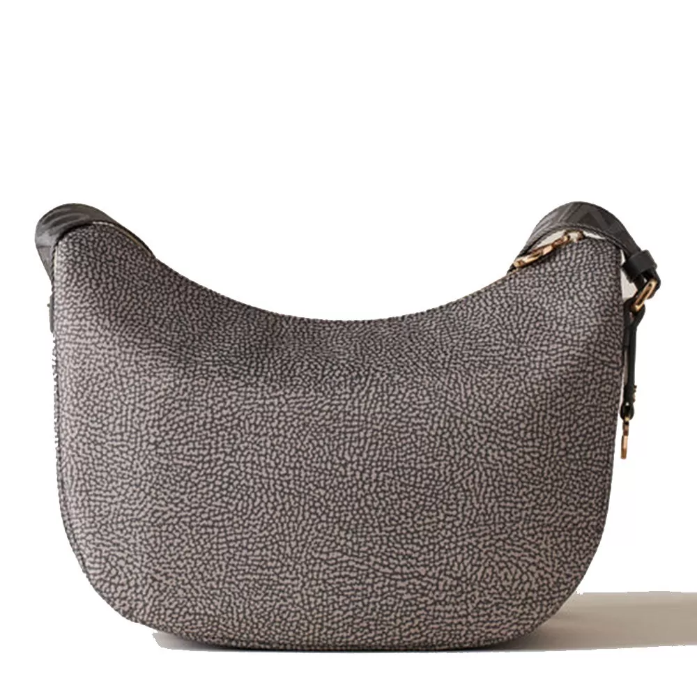 Borsa Donna a Tracolla Luna Bag Small BORBONESE linea Eco Line in Nylon Clay Grey