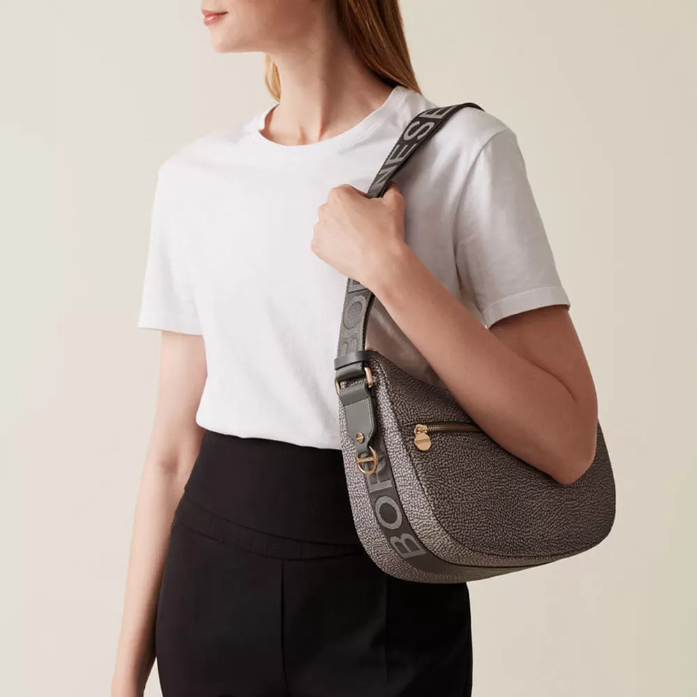 Borsa Donna a Tracolla Luna Bag Small BORBONESE linea Eco Line in Nylon Clay Grey