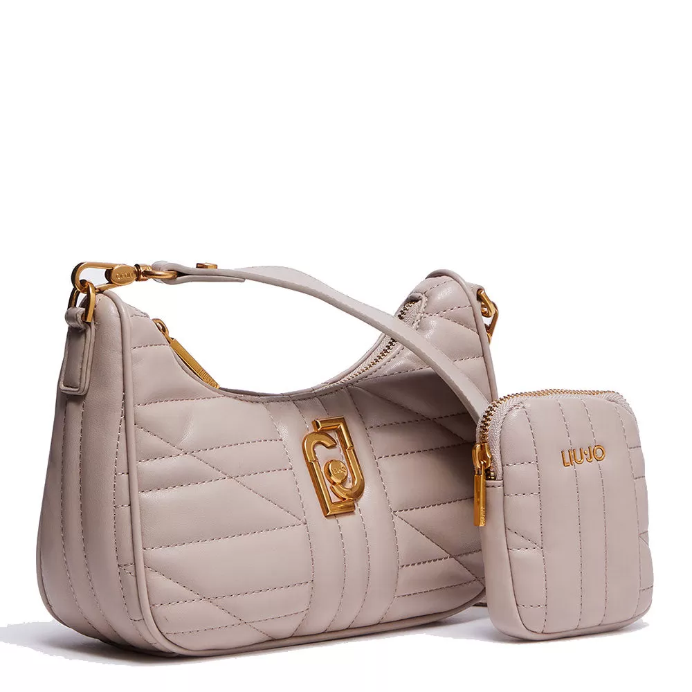 Borsa Donna Hobo a Tracolla LIU JO Ecosostenibile Matelassè Beige