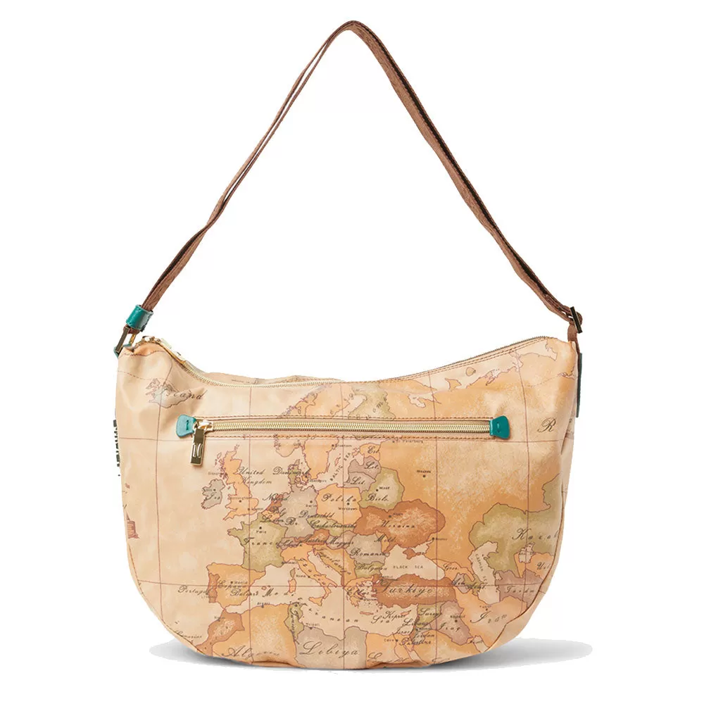 Borsa Donna Mezzaluna Grande 1A Classe Alviero Martini linea Soft Generation stampa Geo Classic e Verde GV77