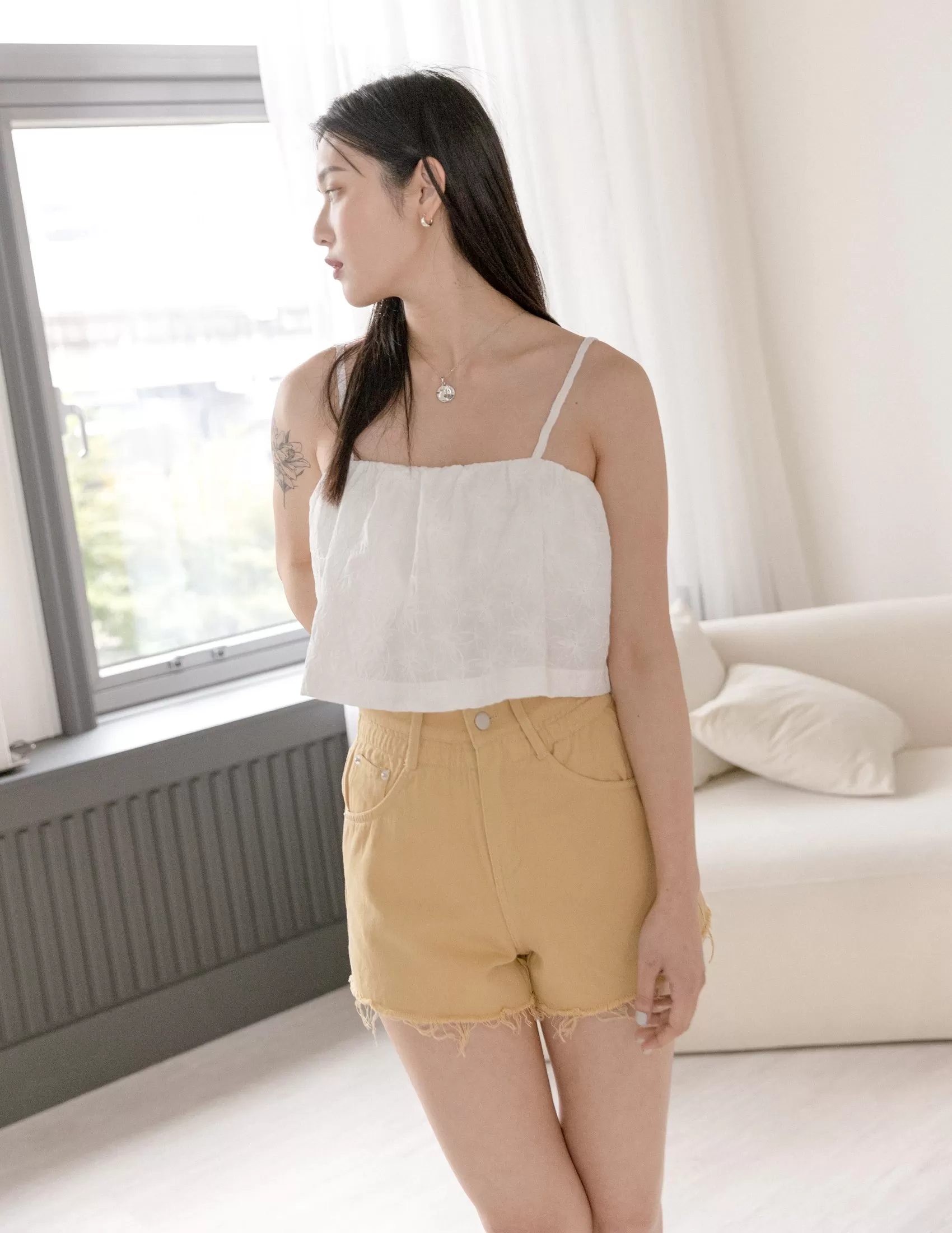 Bree Denim Shorts in Mustard