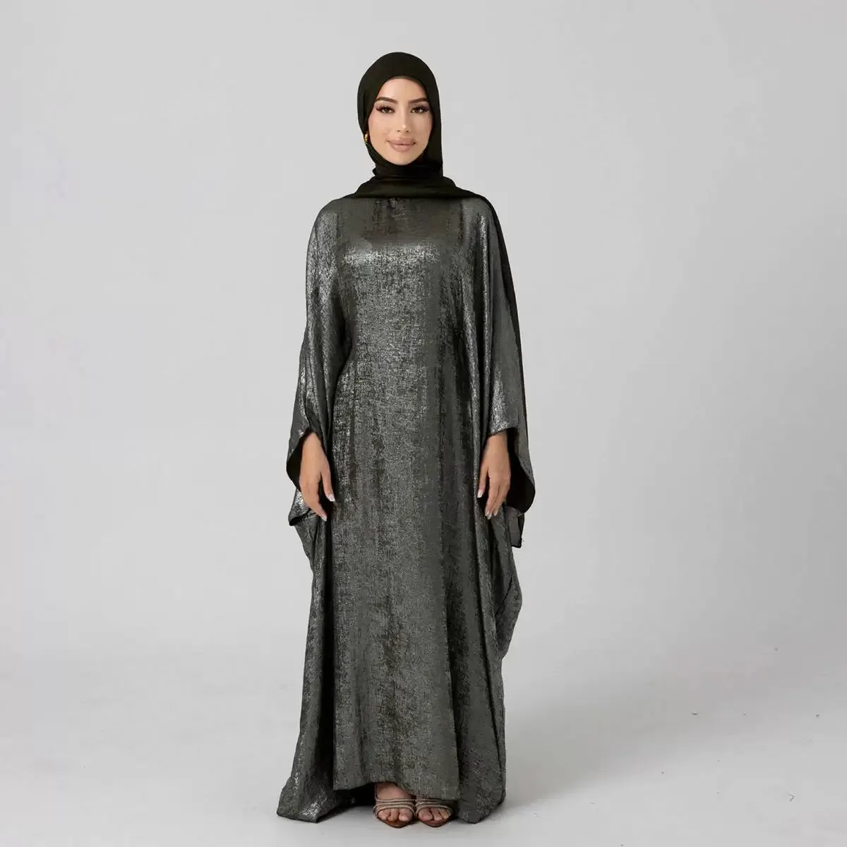 Bronzing Gleam Butterfly Batwing Farasha Abaya Dress