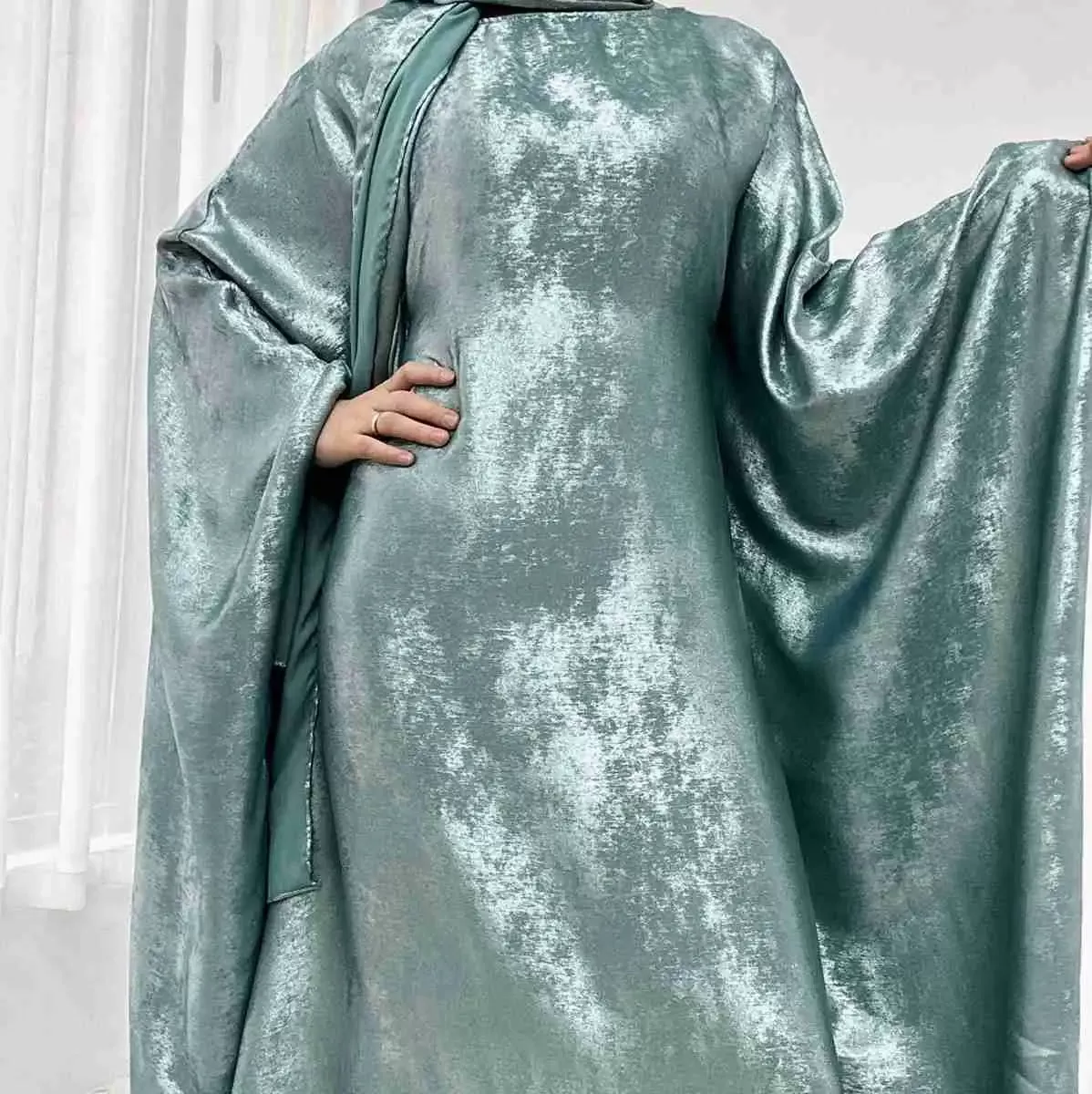 Bronzing Gleam Butterfly Batwing Farasha Abaya Dress