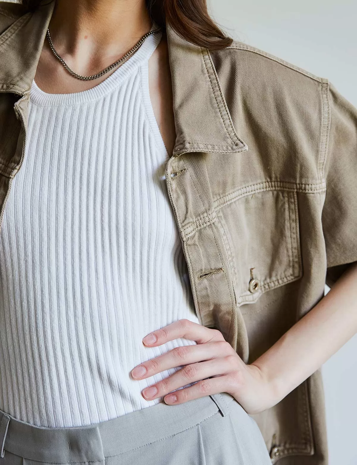 Brown Padded Denim Jacket