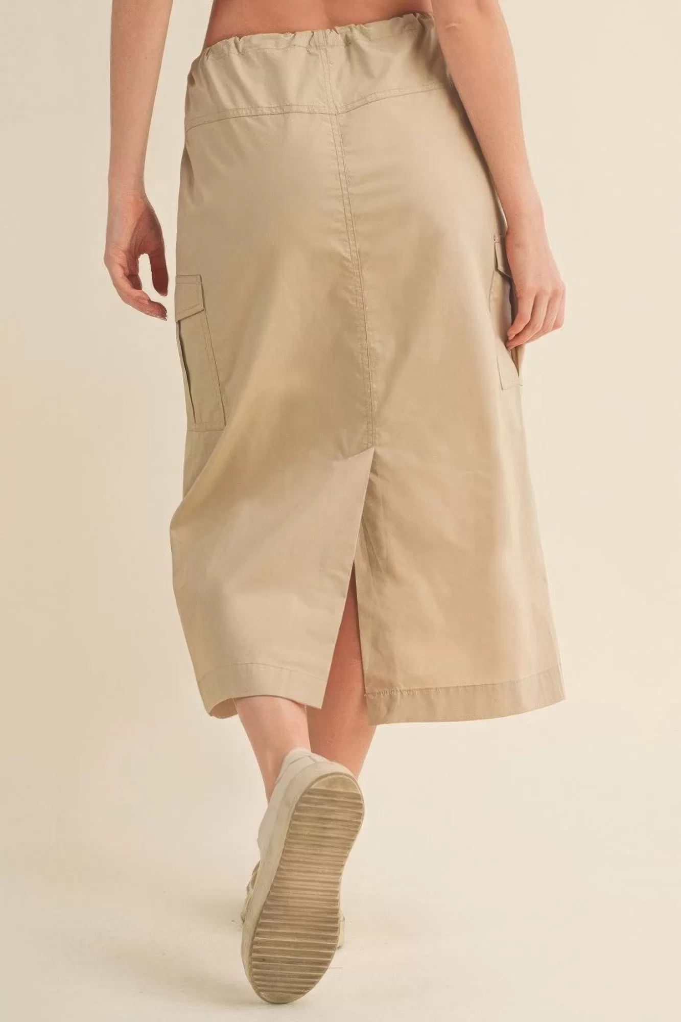 Cargo Skirt With Drawstring Midi Skirt